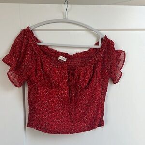 Red floral off shoulder top